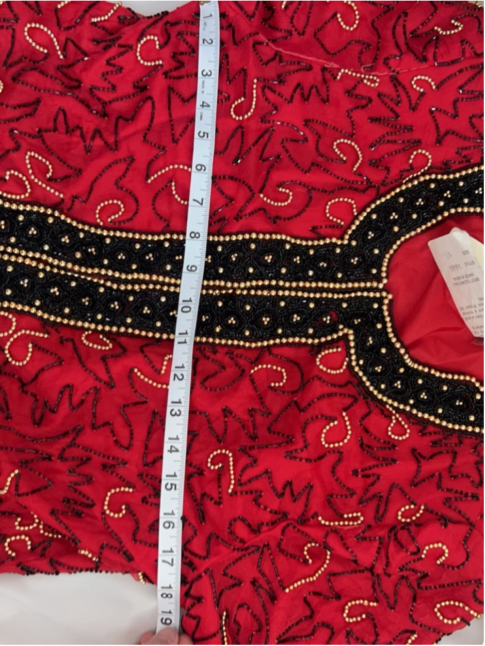 Vintage Lawrence Kazar Red Beaded Jacket Gold Embellished Evening Bolero XL - Picture 9 of 14